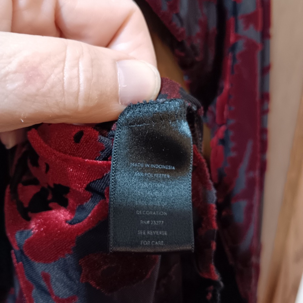 Simply Vera Vera Wang Velvet Burnout Floral Tunic Top XL‎ Long Sleeve - Picture 4 of 6